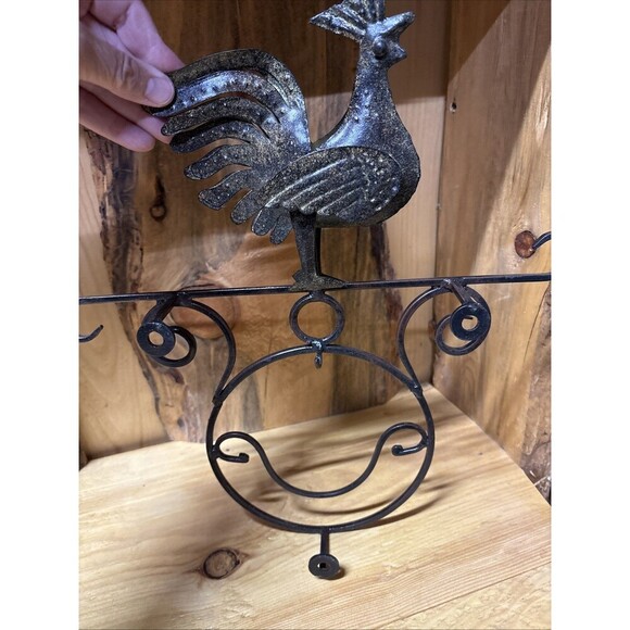 ROOSTER HOOK WALL IRON HANGER BROWN DECORATION - Picture 7 of 10